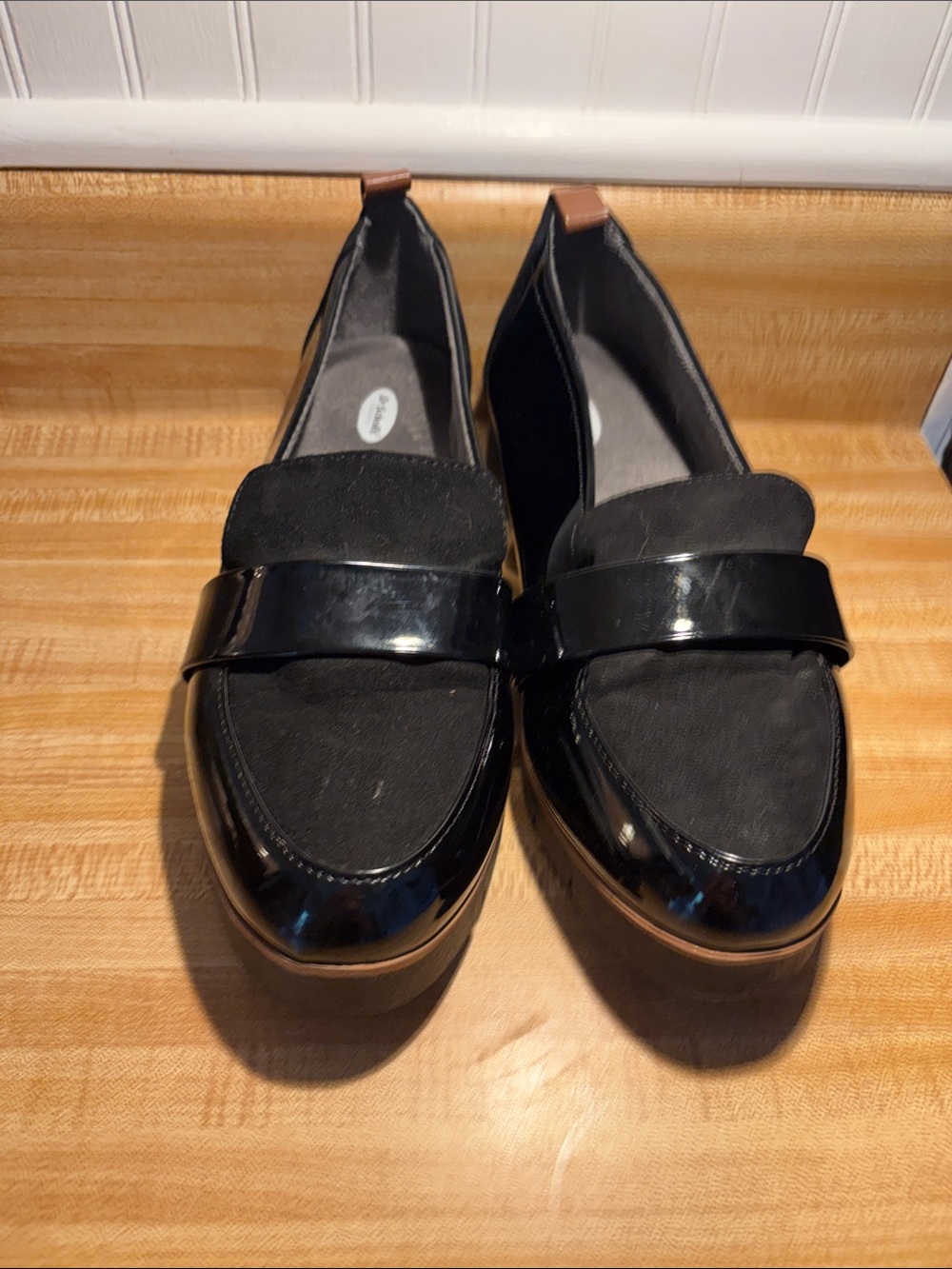 Dr Scholl Classic Black Women's Loafers - Sleek Patent and Suede